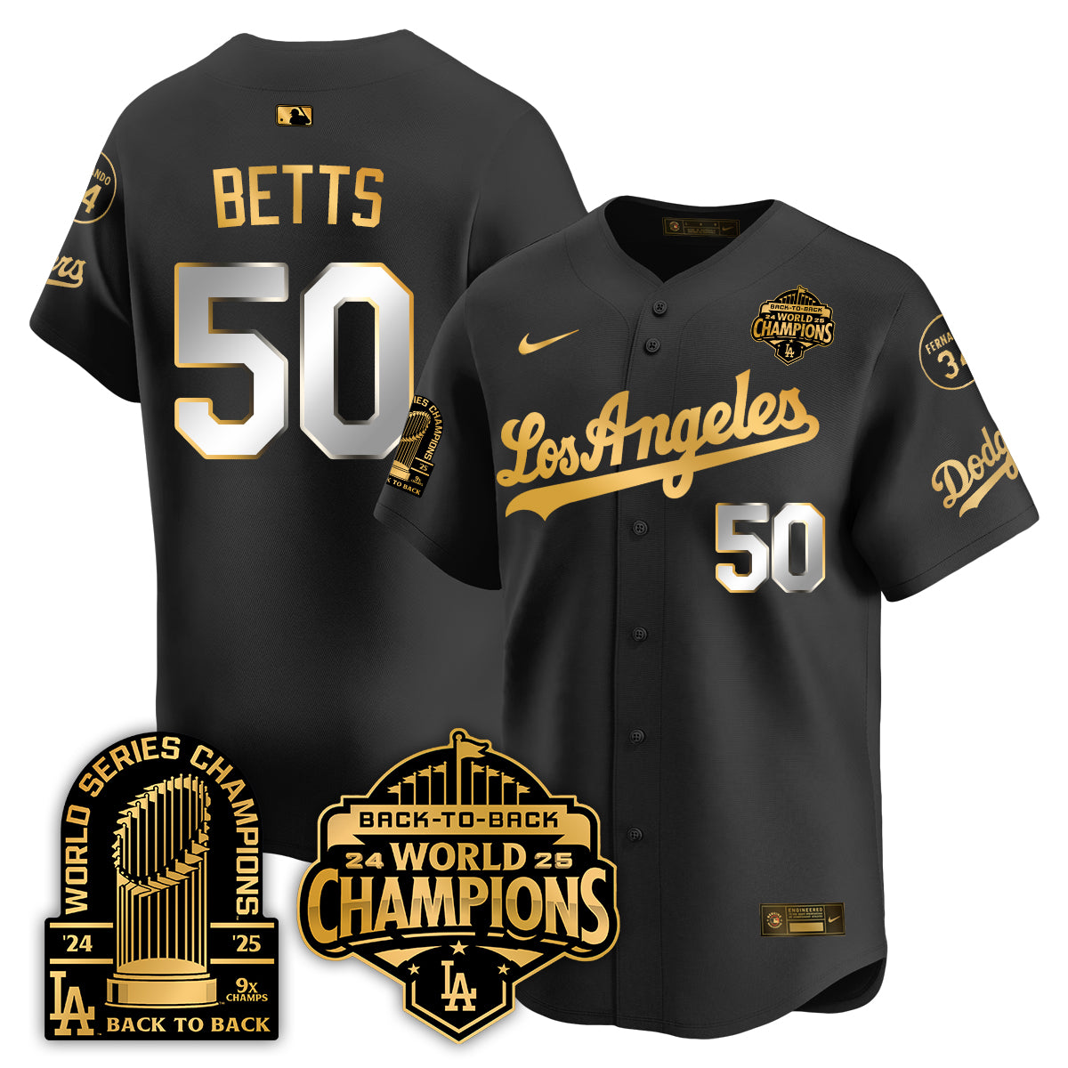 LAD Alternate Gold Vapor Limited Jersey - 9x Champs - All Stitched