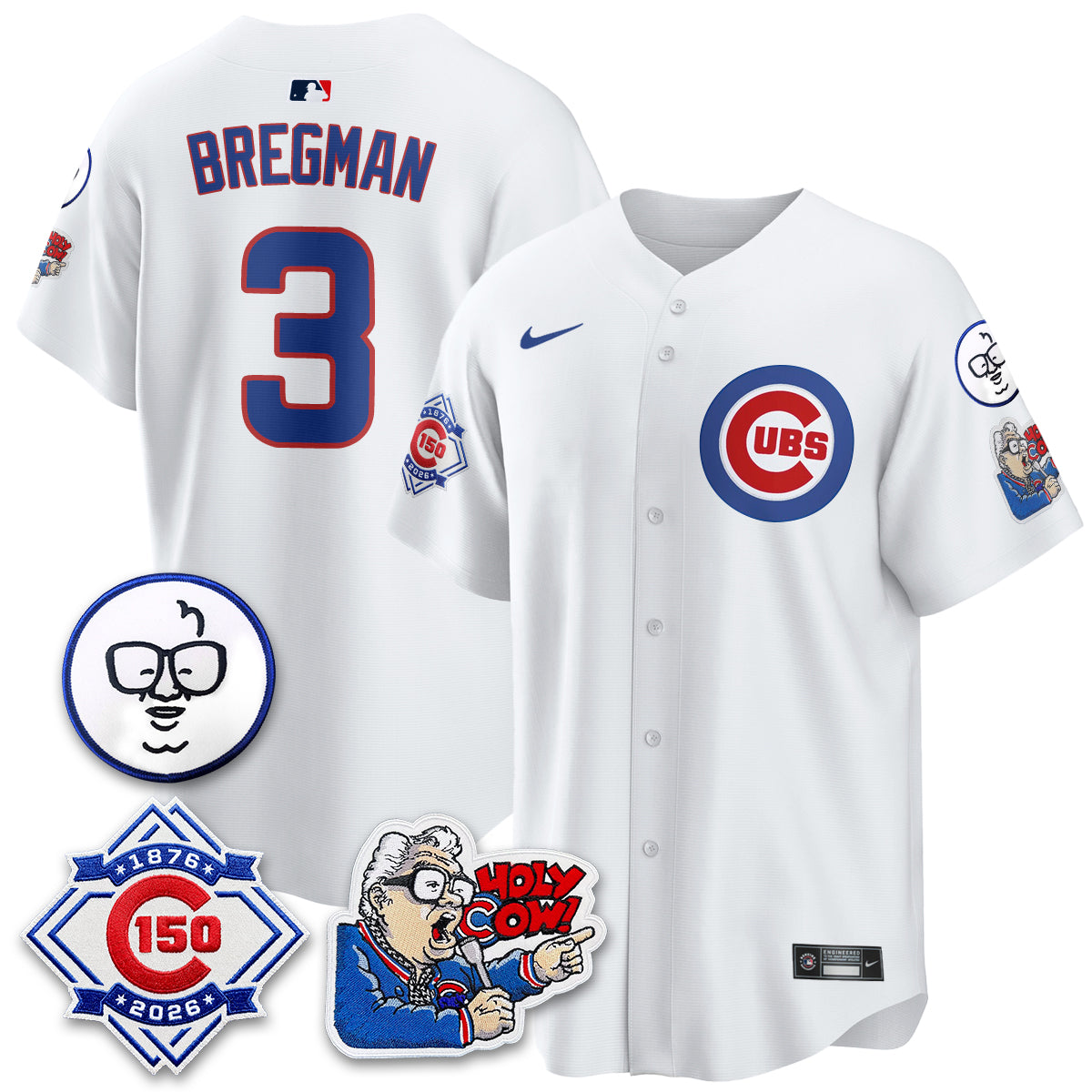 CHC 150th Anniversary Harry Caray Holy Cow Vapor Premier Limited Blue Jersey - All Stitched V2