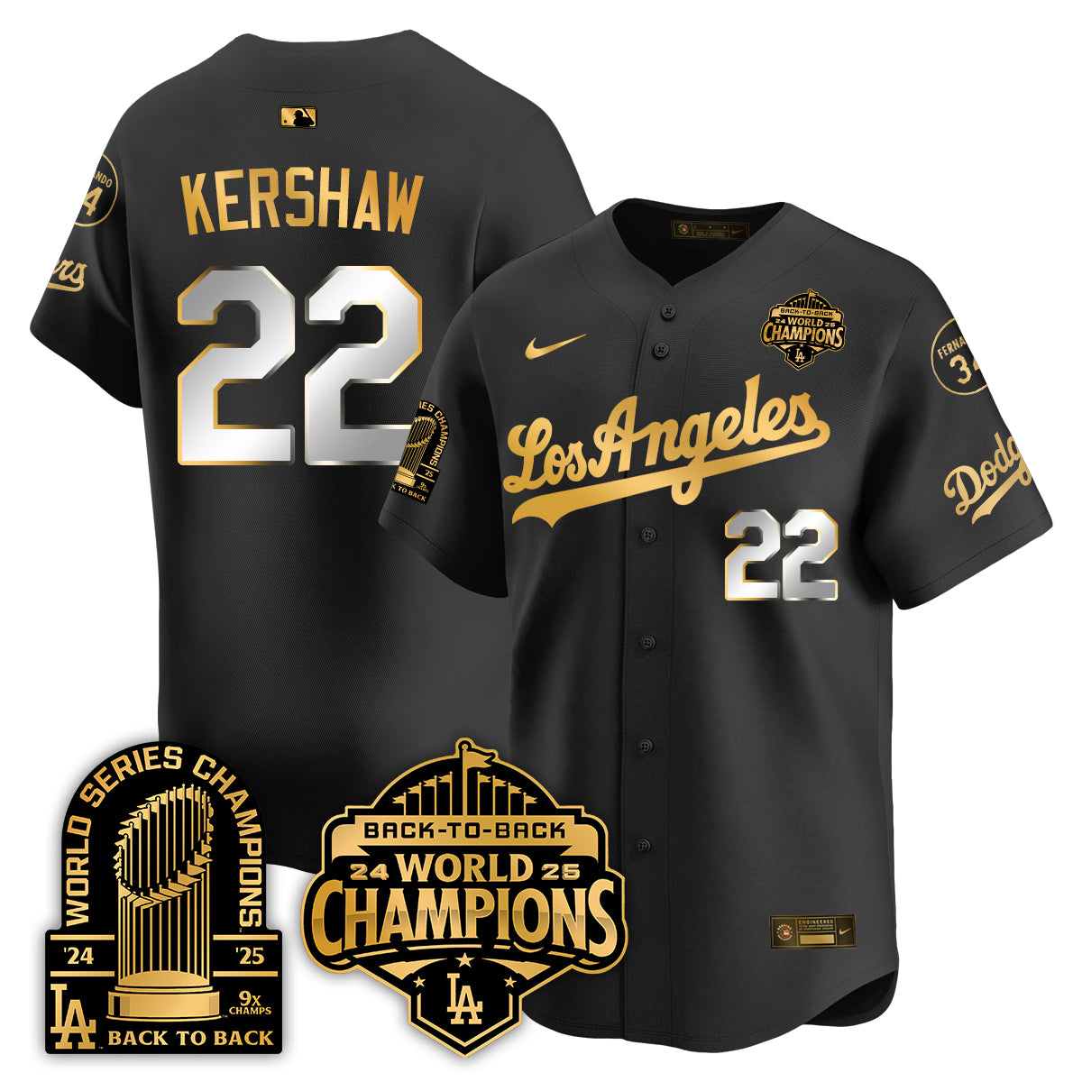LAD Alternate Gold Vapor Limited Jersey - 9x Champs - All Stitched