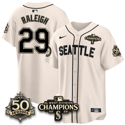 SEA Vapor Premier Limited Cream Jersey V2 - 50th Anniversary & AL West Division Champions - All Stitched