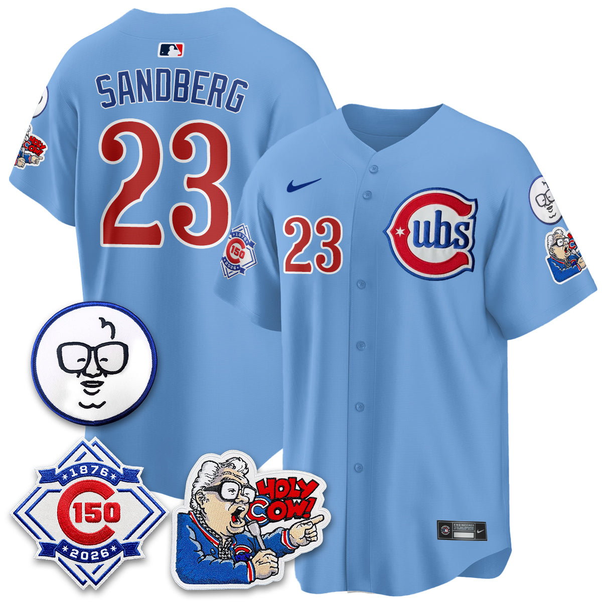 CHC 150th Anniversary Harry Caray Holy Cow Vapor Premier Limited Blue Jersey - All Stitched V2