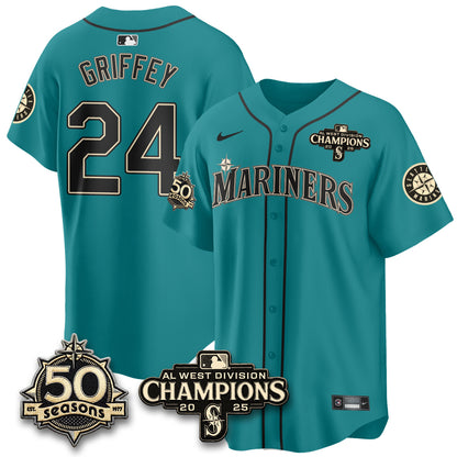 SEA Vapor Premier Limited Cream Jersey V2 - 50th Anniversary & AL West Division Champions - All Stitched