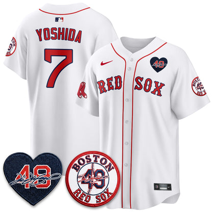 BOS Tim Wakefield Memorial Patch Vaper Premier Limited White Jersey - All Stitched