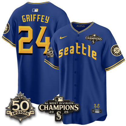 SEA Vapor Premier Limited Cream Jersey V2 - 50th Anniversary & AL West Division Champions - All Stitched