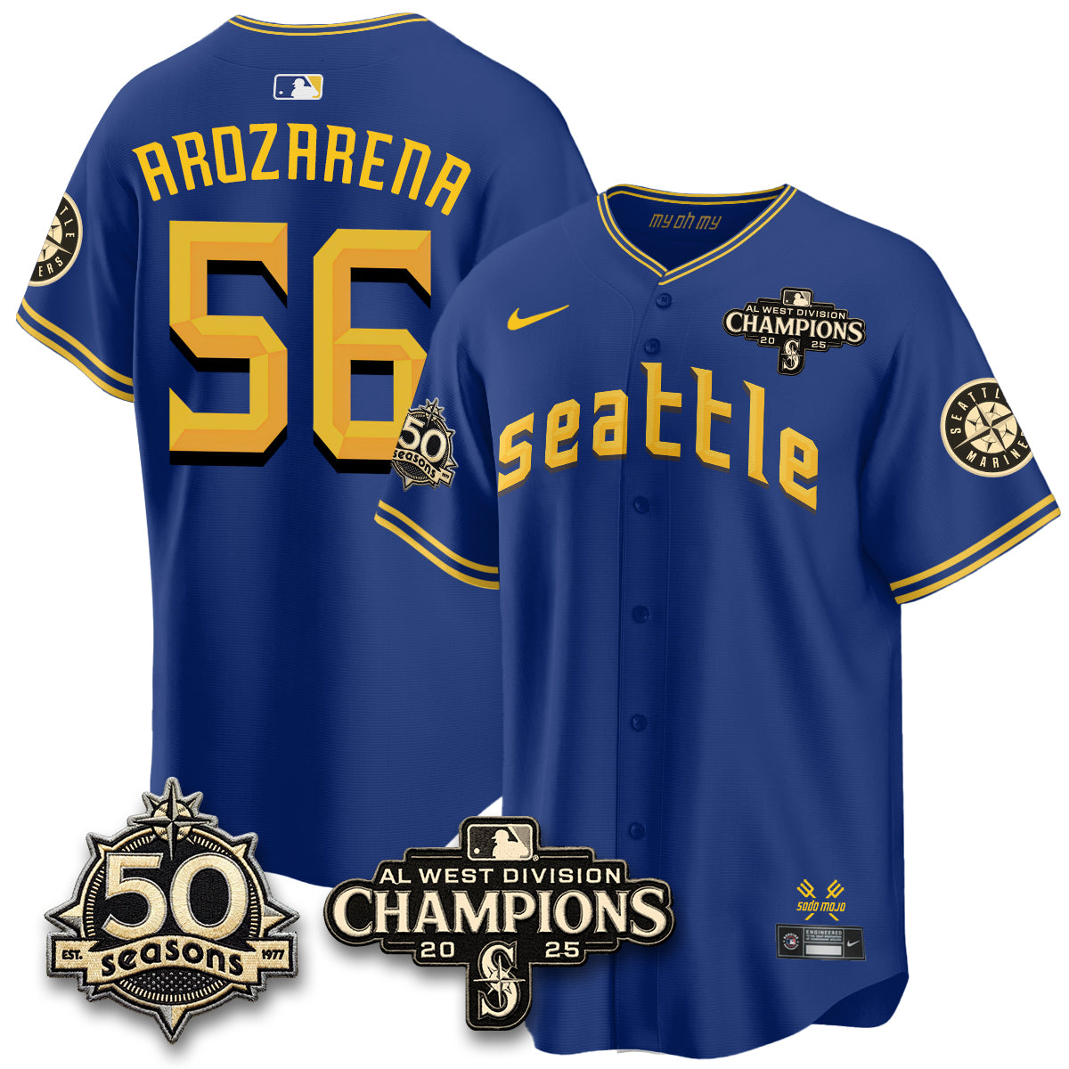 SEA Vapor Premier Limited Cream Jersey V2 - 50th Anniversary & AL West Division Champions - All Stitched