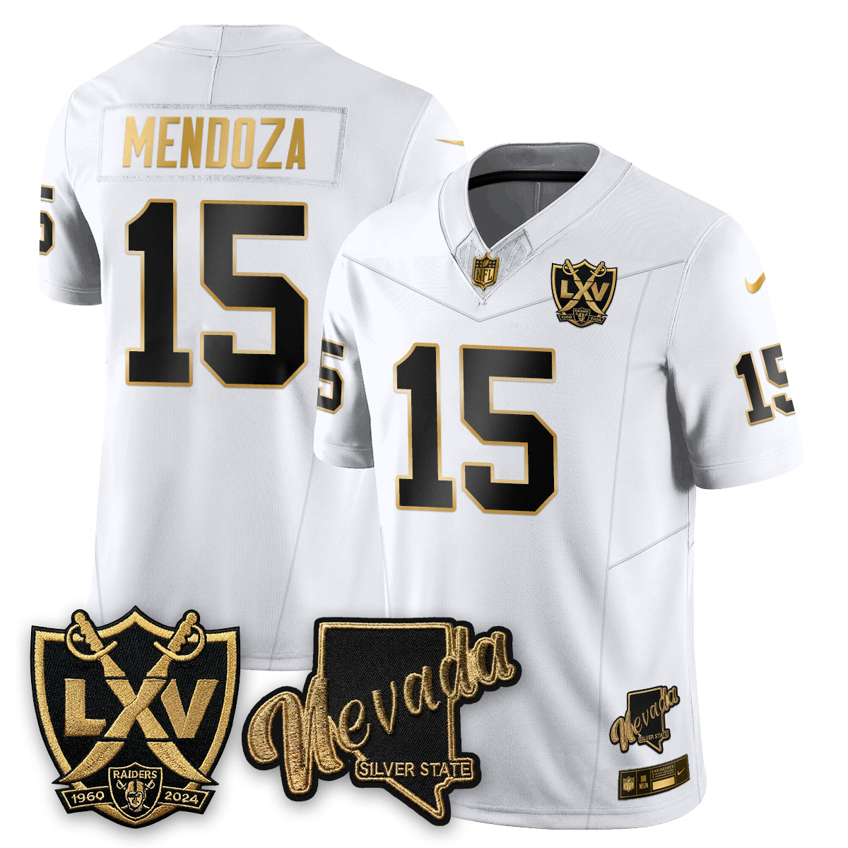 LVR Fernando Mendoza No.1 #15 Silver Edition Jersey - All Stitched