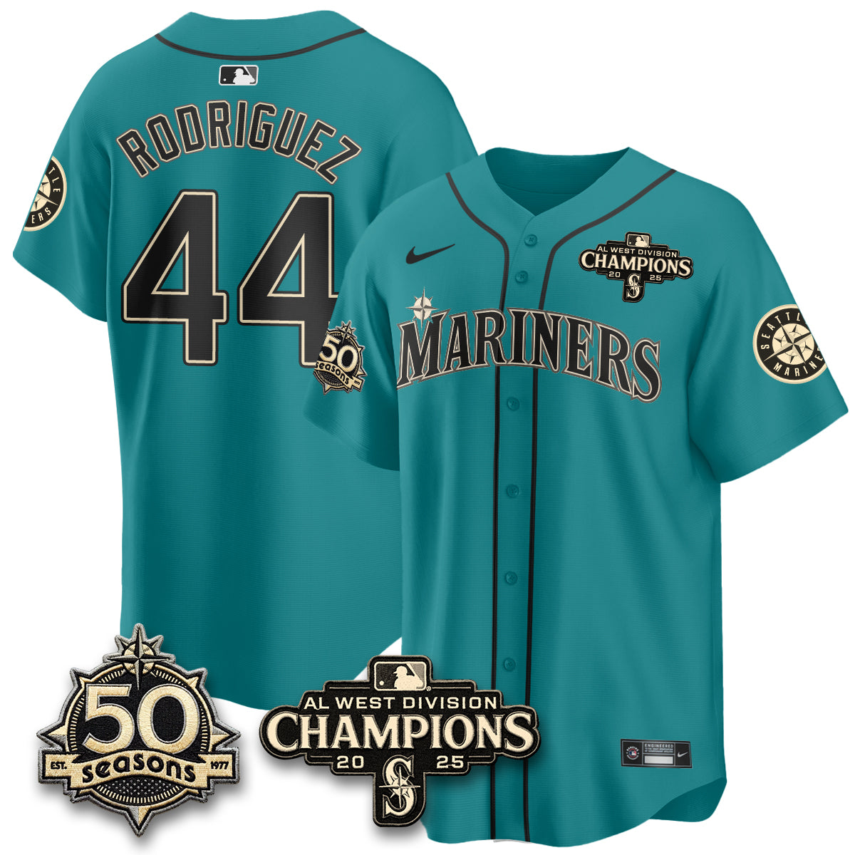 SEA Vapor Premier Limited Cream Jersey V2 - 50th Anniversary & AL West Division Champions - All Stitched