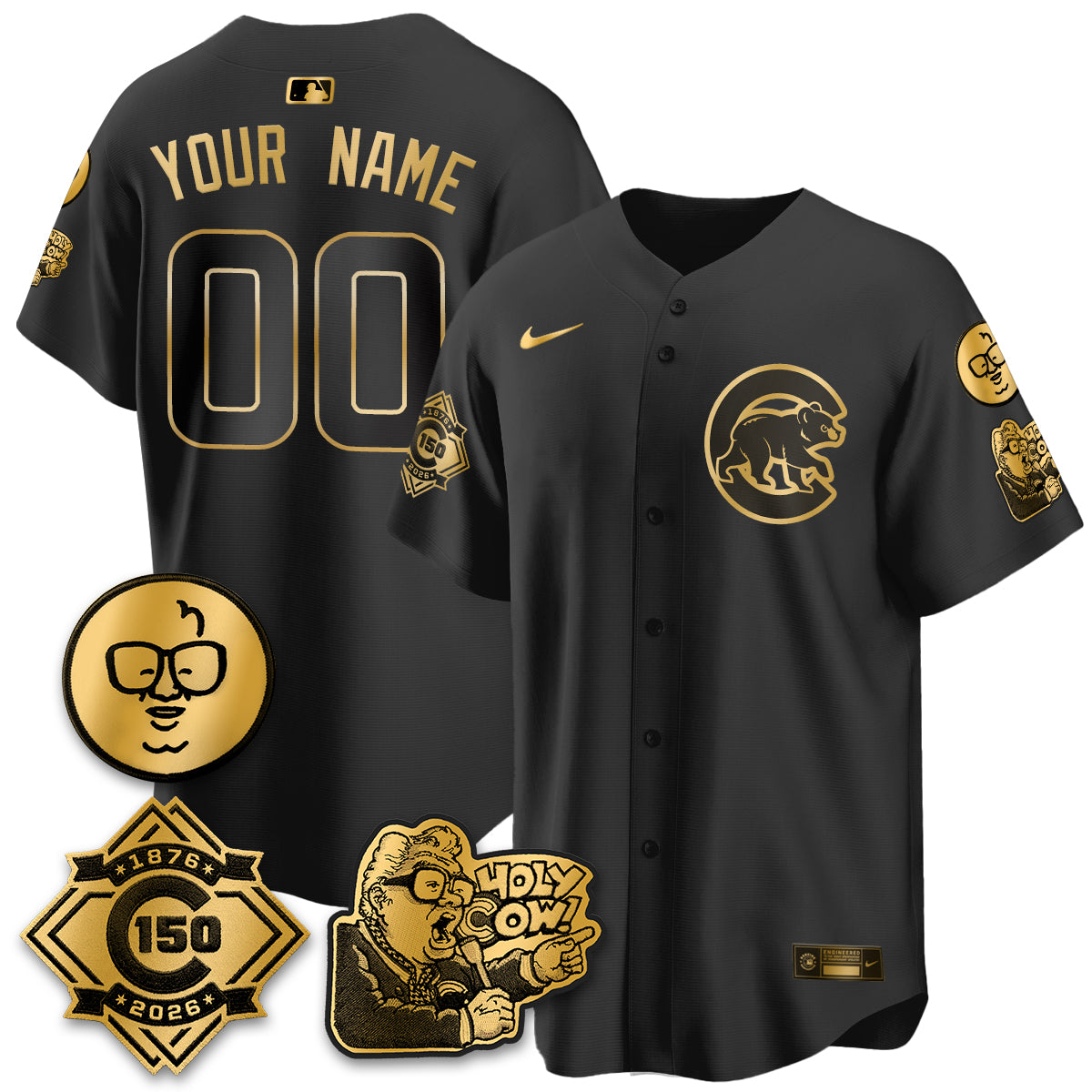CHC 150th Anniversary Harry Caray Holy Cow Vapor Premier Limited Custom Jersey - All Stitched V3