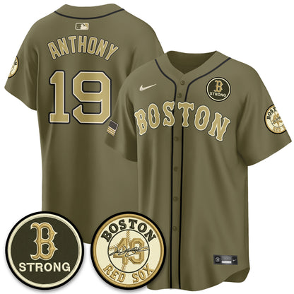 BOS New Era Olive 2026 Armed Forces Day Jersey - All Stitched