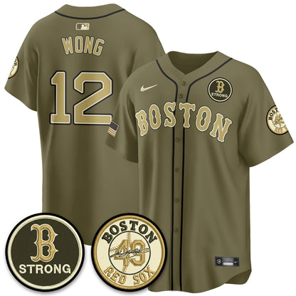 BOS New Era Olive 2026 Armed Forces Day Jersey - All Stitched