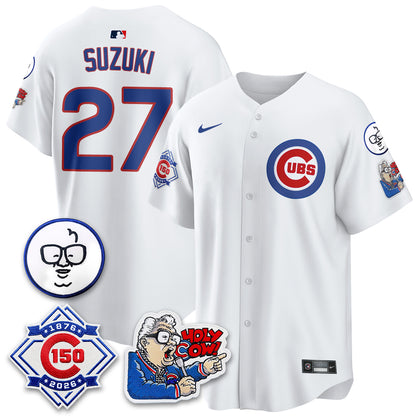 CHC 150th Anniversary Harry Caray Holy Cow Vapor Premier Limited Blue Jersey - All Stitched V2