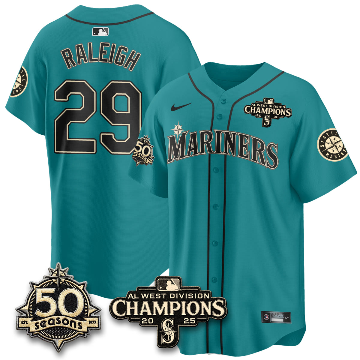 SEA Vapor Premier Limited Cream Jersey V2 - 50th Anniversary & AL West Division Champions - All Stitched