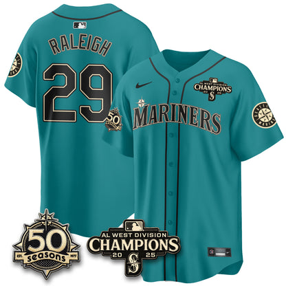SEA Vapor Premier Limited Cream Jersey V2 - 50th Anniversary & AL West Division Champions - All Stitched
