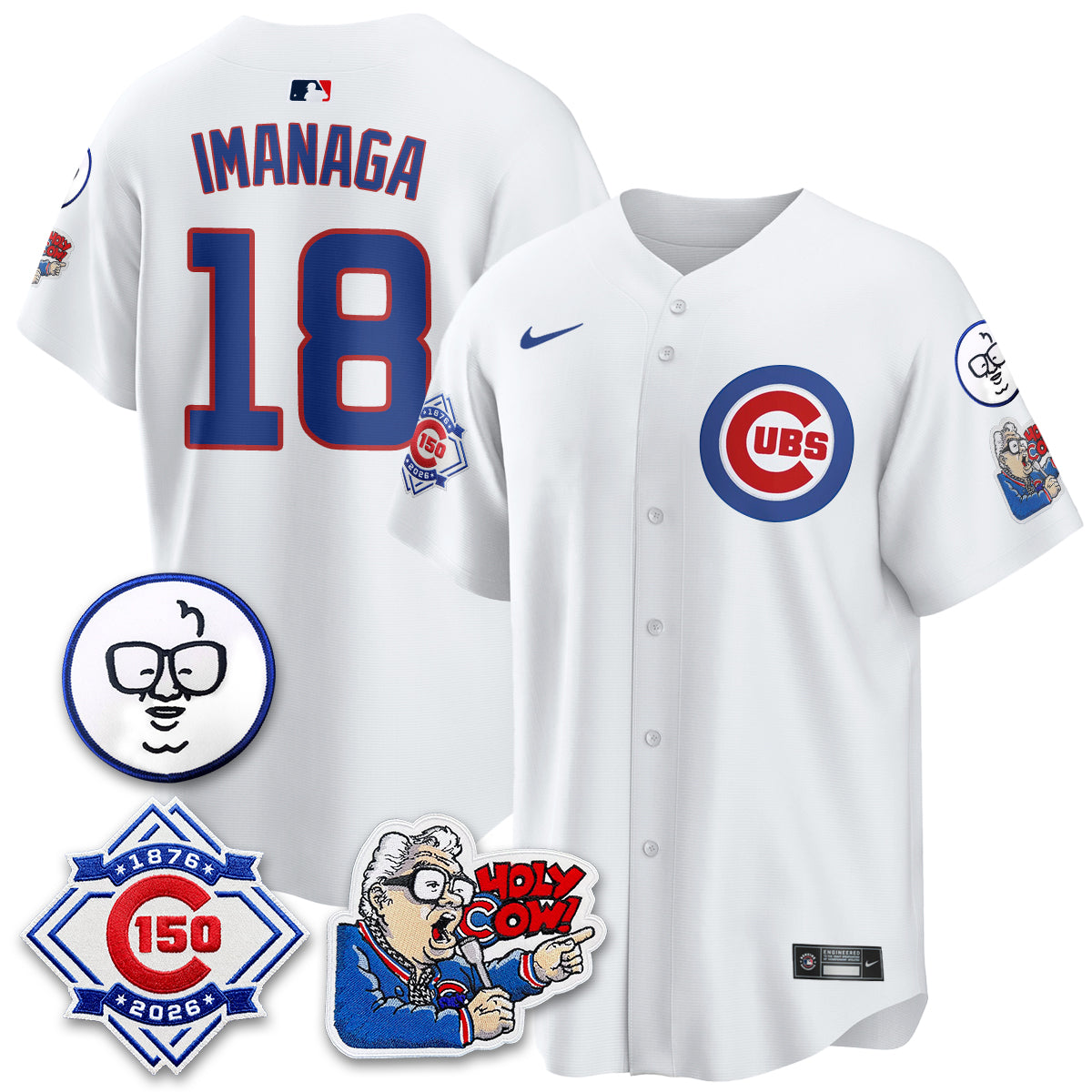 CHC 150th Anniversary Harry Caray Holy Cow Vapor Premier Limited Blue Jersey - All Stitched V2