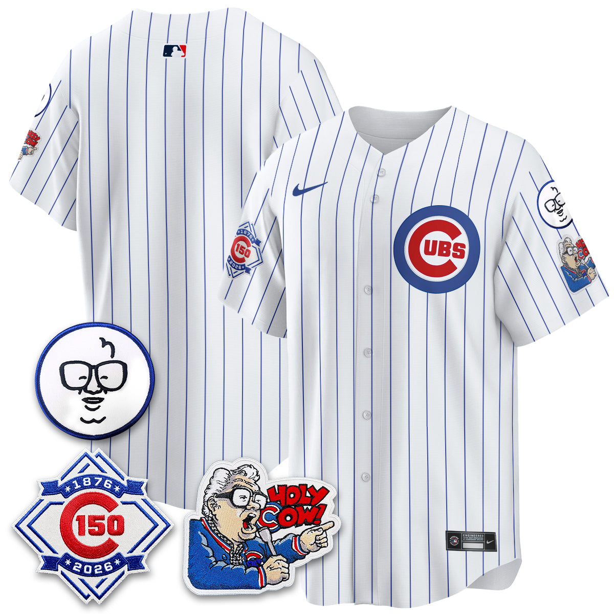 CHC 150th Anniversary Harry Caray Holy Cow Vapor Premier Limited Blue Jersey - All Stitched V2