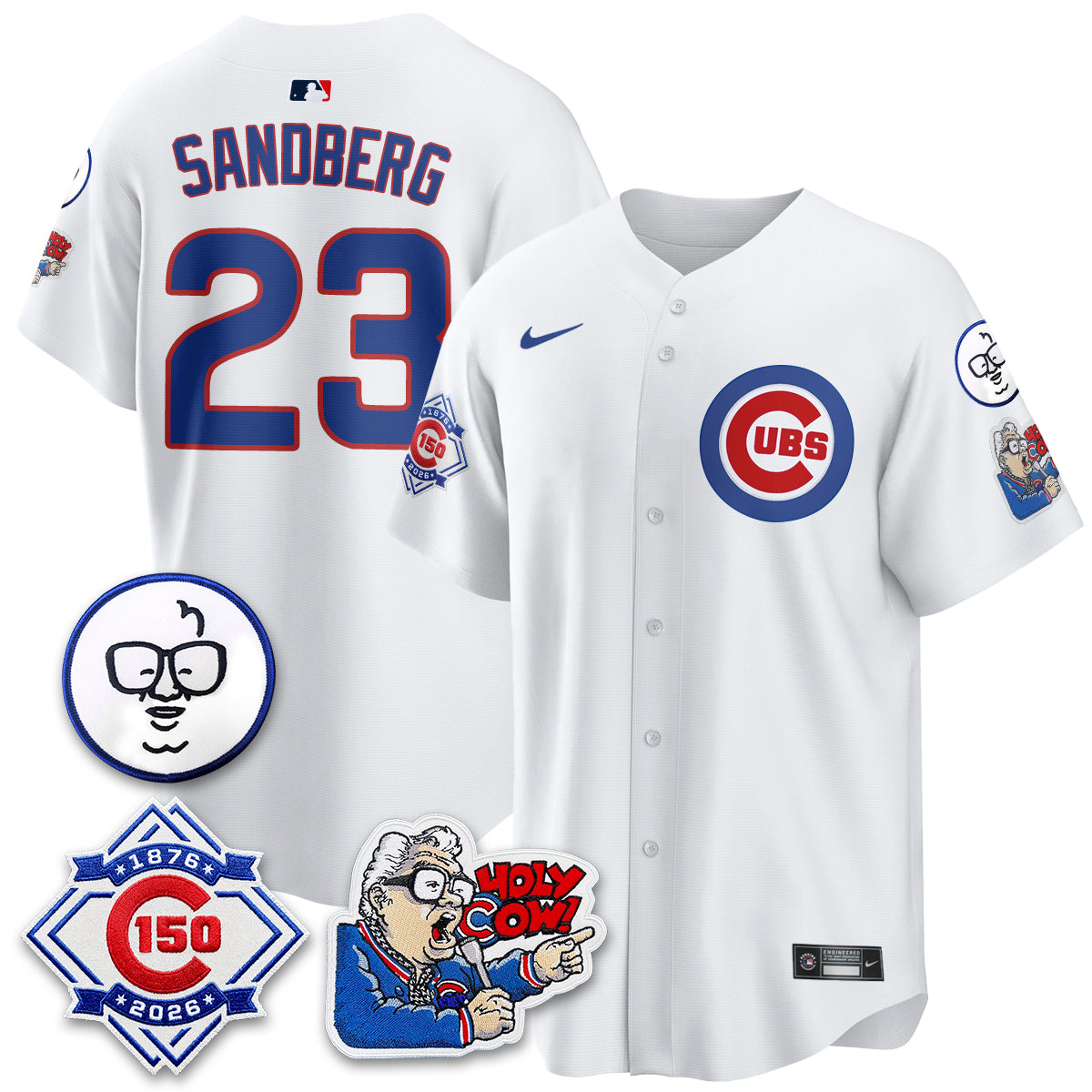 CHC 150th Anniversary Harry Caray Holy Cow Vapor Premier Limited Blue Jersey - All Stitched V2