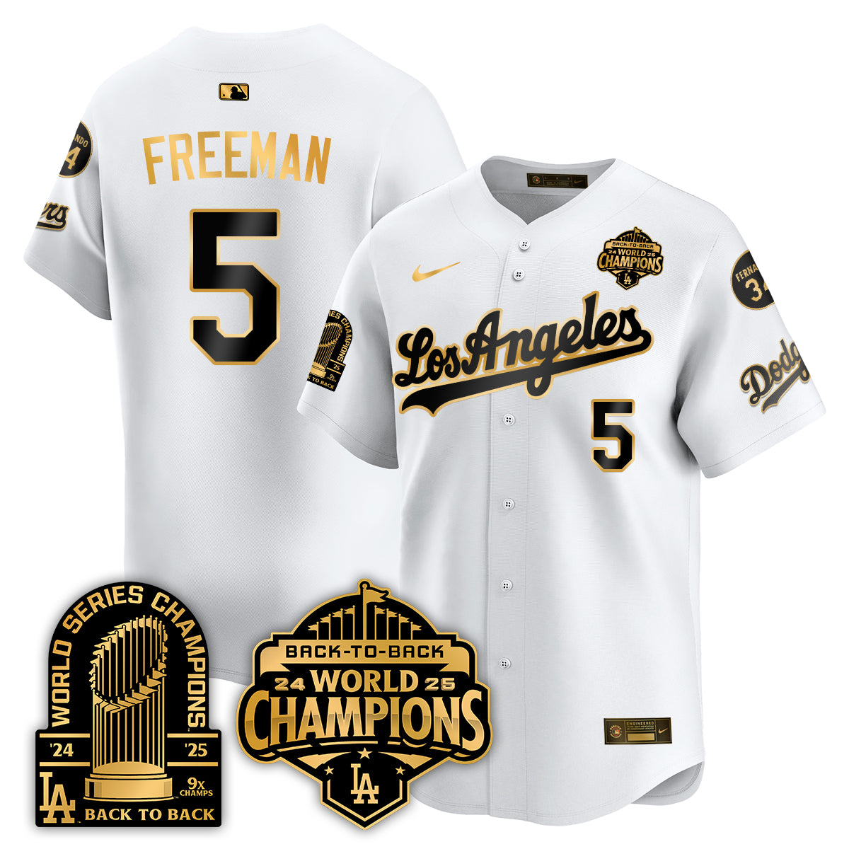 LAD Alternate Gold Vapor Limited Jersey - 9x Champs - All Stitched
