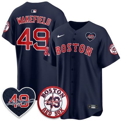 BOS Tim Wakefield Memorial Patch Vaper Premier Limited White Jersey - All Stitched