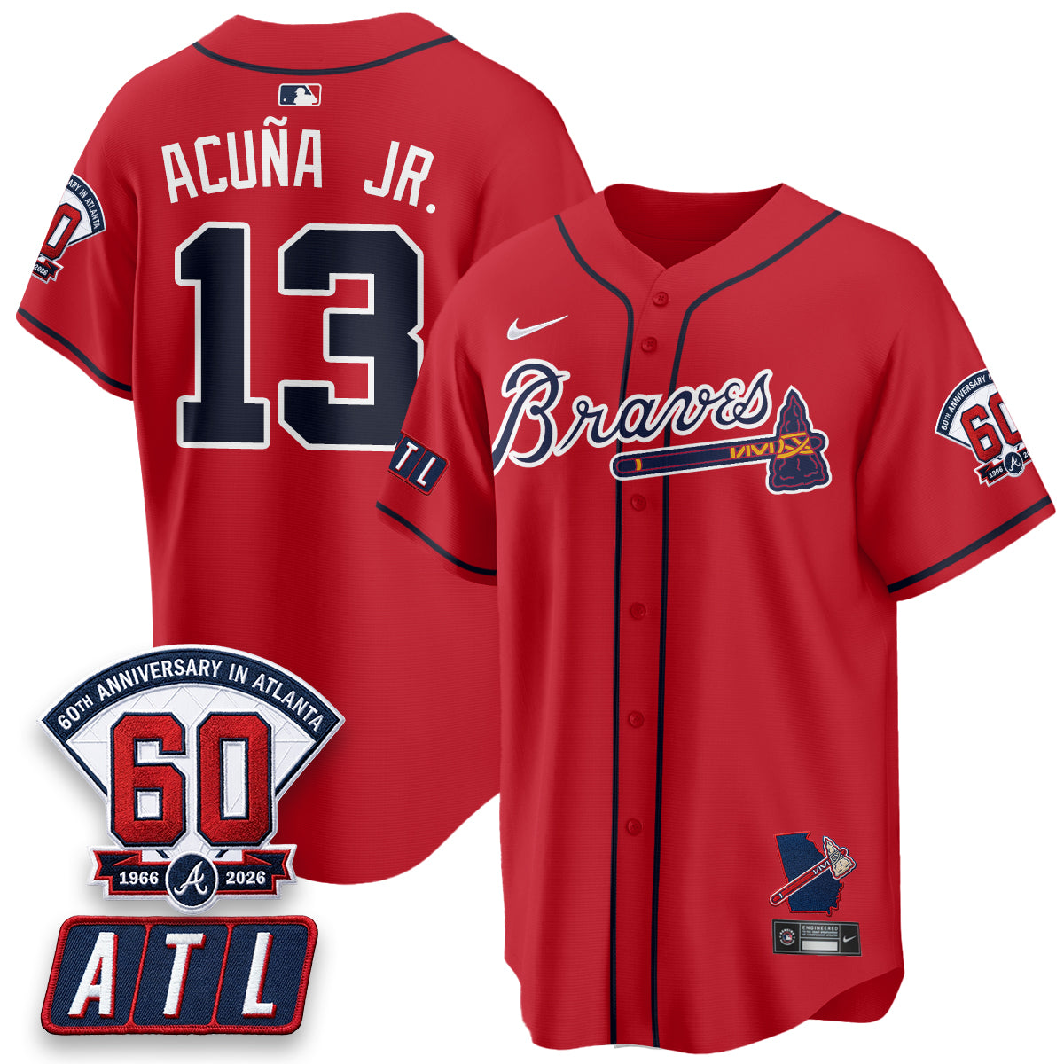 ATL 2026 60th Anniversary Vapor Limited Red Jersey - All Stitched