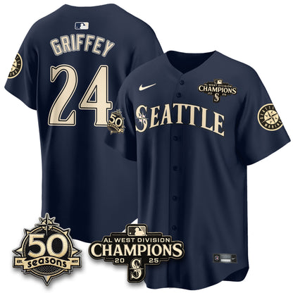 SEA Vapor Premier Limited Cream Jersey V2 - 50th Anniversary & AL West Division Champions - All Stitched