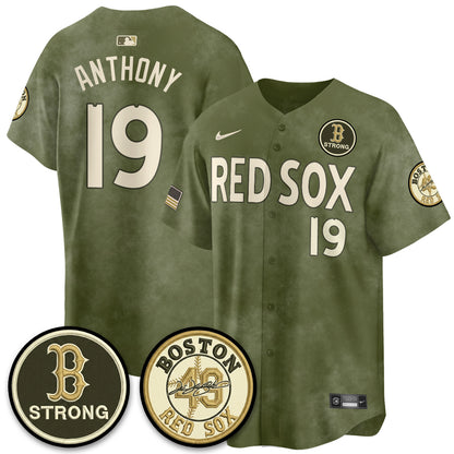 BOS New Era Olive 2026 Armed Forces Day Jersey - All Stitched
