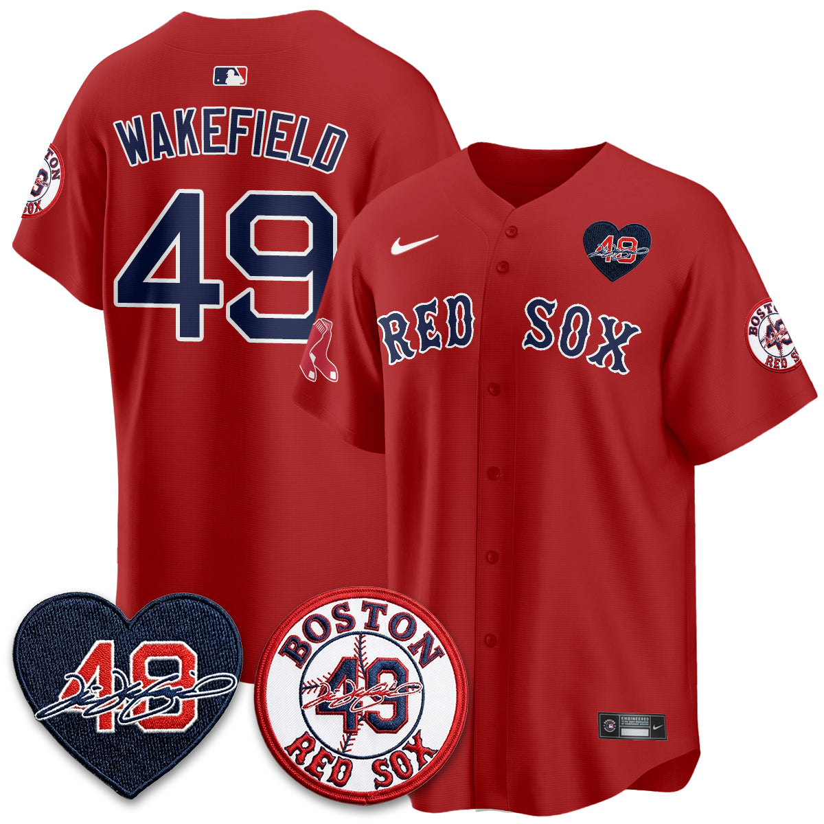 BOS Tim Wakefield Memorial Patch Vaper Premier Limited White Jersey - All Stitched