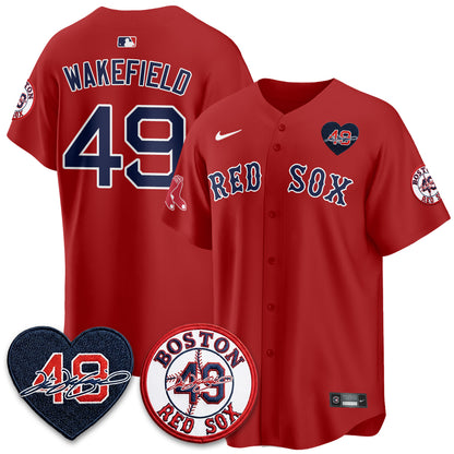 BOS Tim Wakefield Memorial Patch Vaper Premier Limited White Jersey - All Stitched