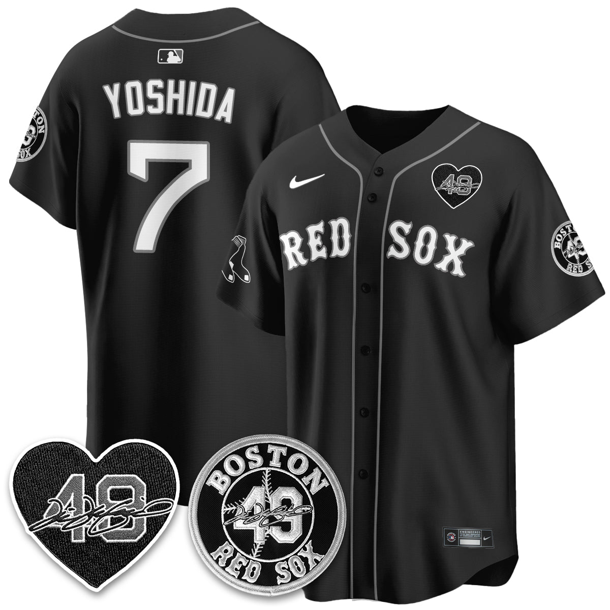 BOS Tim Wakefield Memorial Patch Vaper Premier Limited White Jersey - All Stitched