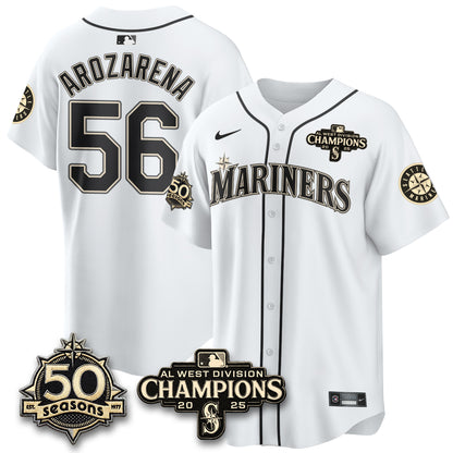 SEA Vapor Premier Limited Cream Jersey V2 - 50th Anniversary & AL West Division Champions - All Stitched