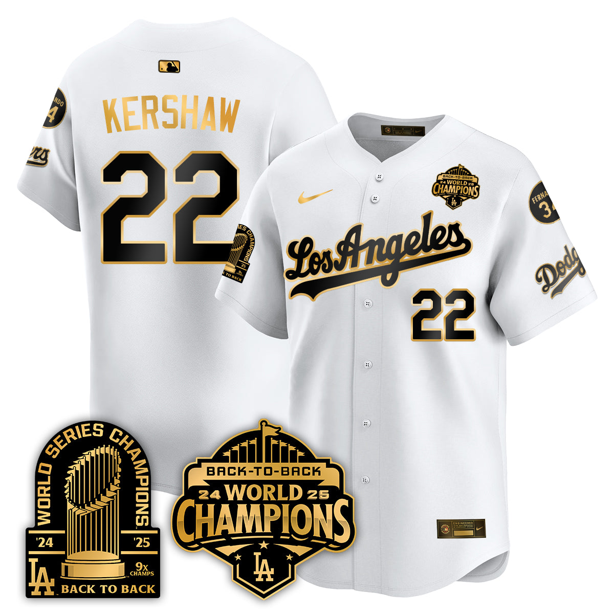 LAD Alternate Gold Vapor Limited Jersey - 9x Champs - All Stitched
