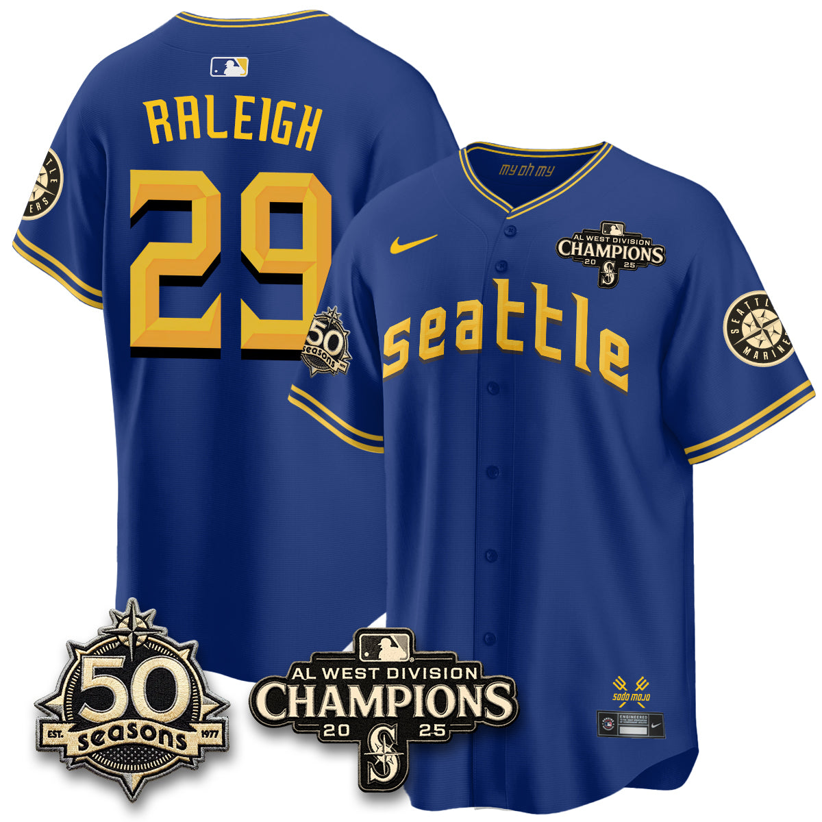 SEA Vapor Premier Limited Cream Jersey V2 - 50th Anniversary & AL West Division Champions - All Stitched