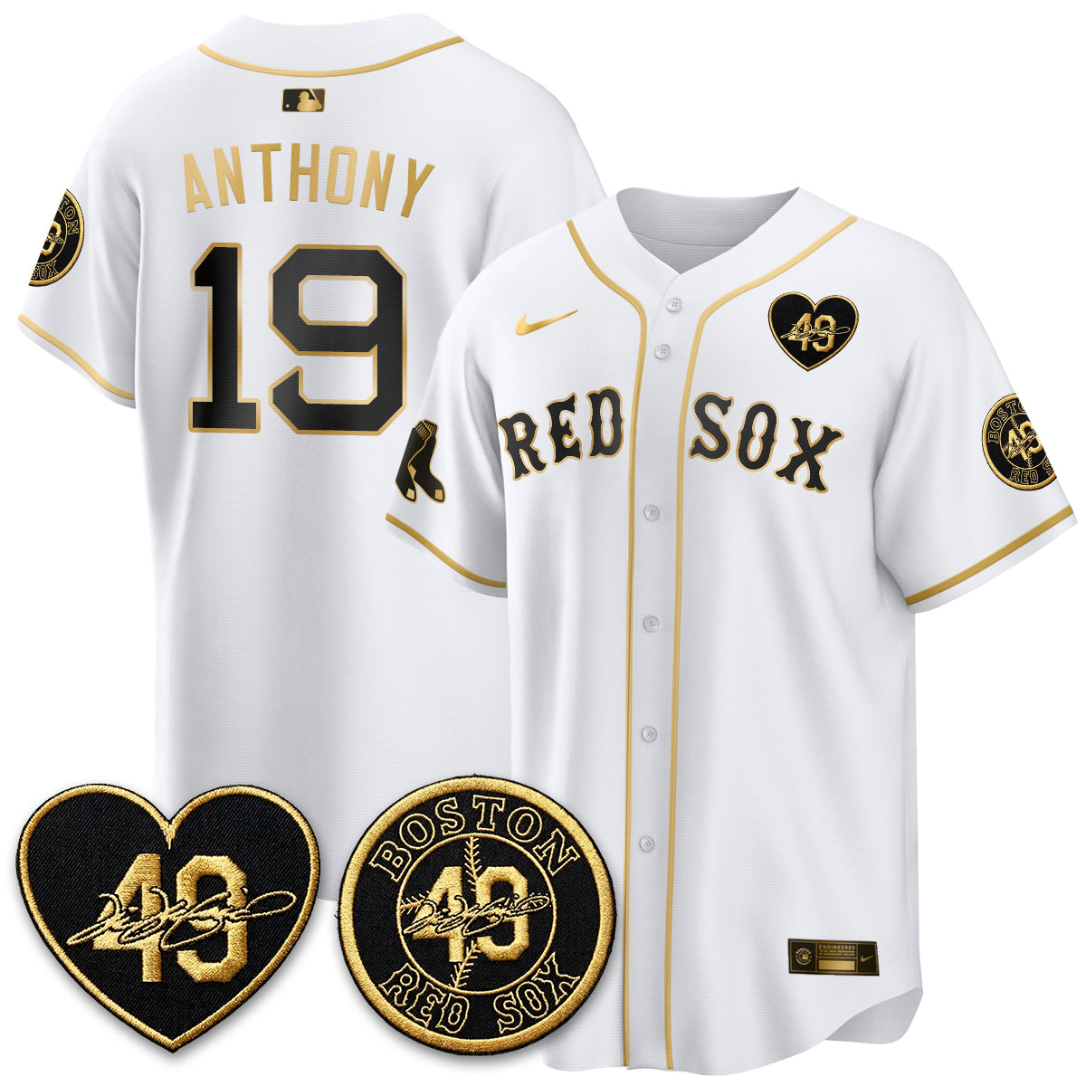 BOS Tim Wakefield Memorial Patch Vaper Premier Limited White Jersey - All Stitched