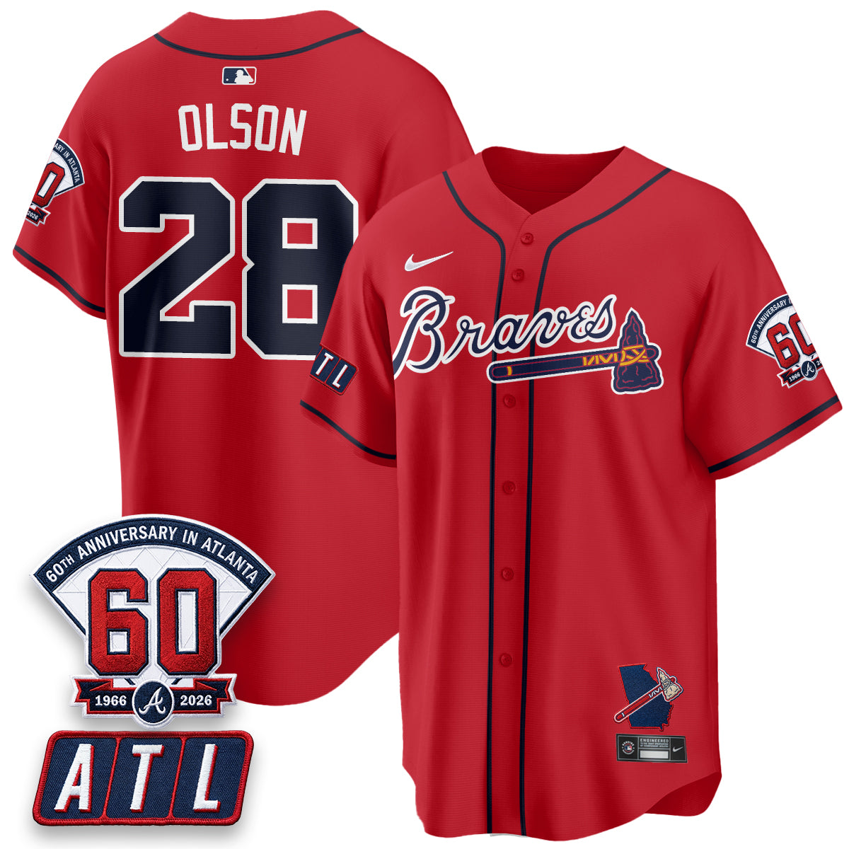 ATL 2026 60th Anniversary Vapor Limited Red Jersey - All Stitched