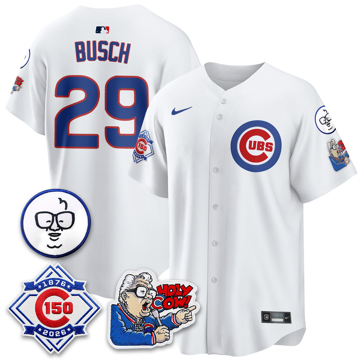 CHC 150th Anniversary Harry Caray Holy Cow Vapor Premier Limited Blue Jersey - All Stitched V2