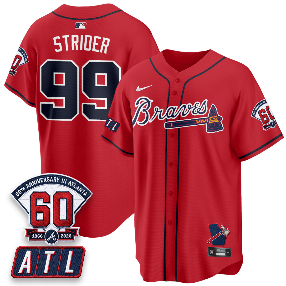 ATL 2026 60th Anniversary Vapor Limited Red Jersey - All Stitched