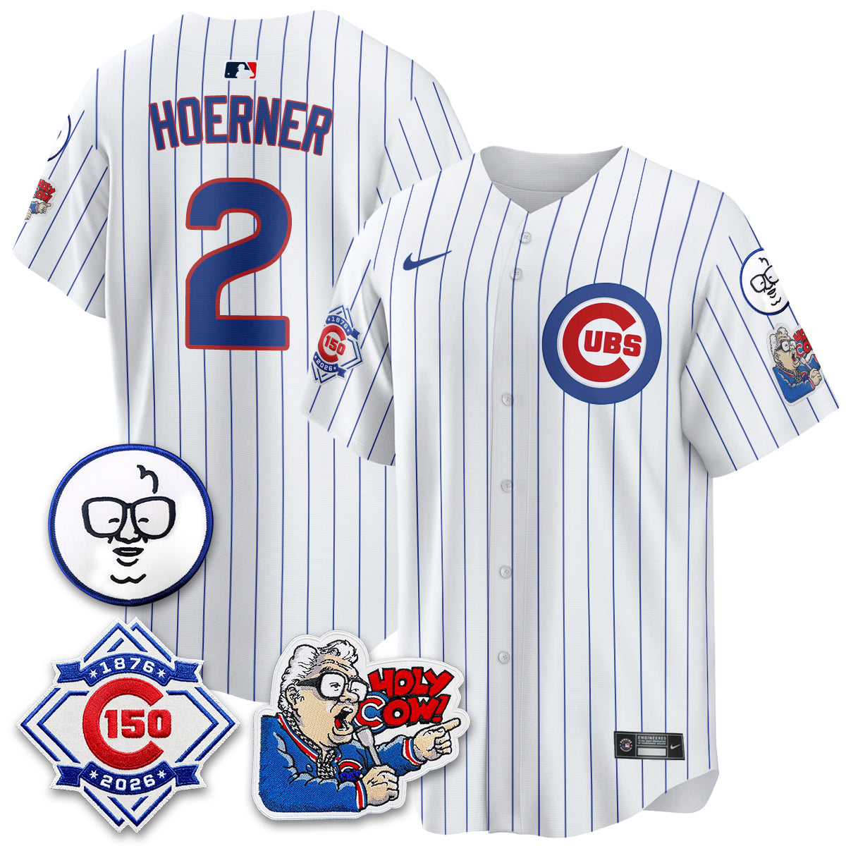 CHC 150th Anniversary Harry Caray Holy Cow Vapor Premier Limited Blue Jersey - All Stitched V2