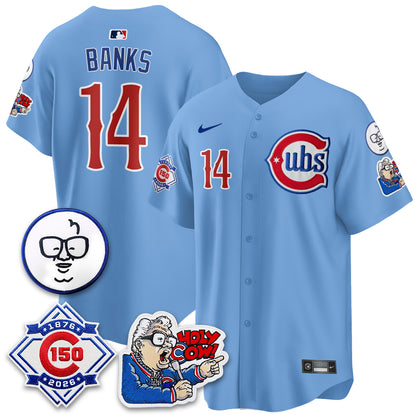 CHC 150th Anniversary Harry Caray Holy Cow Vapor Premier Limited Blue Jersey - All Stitched V2