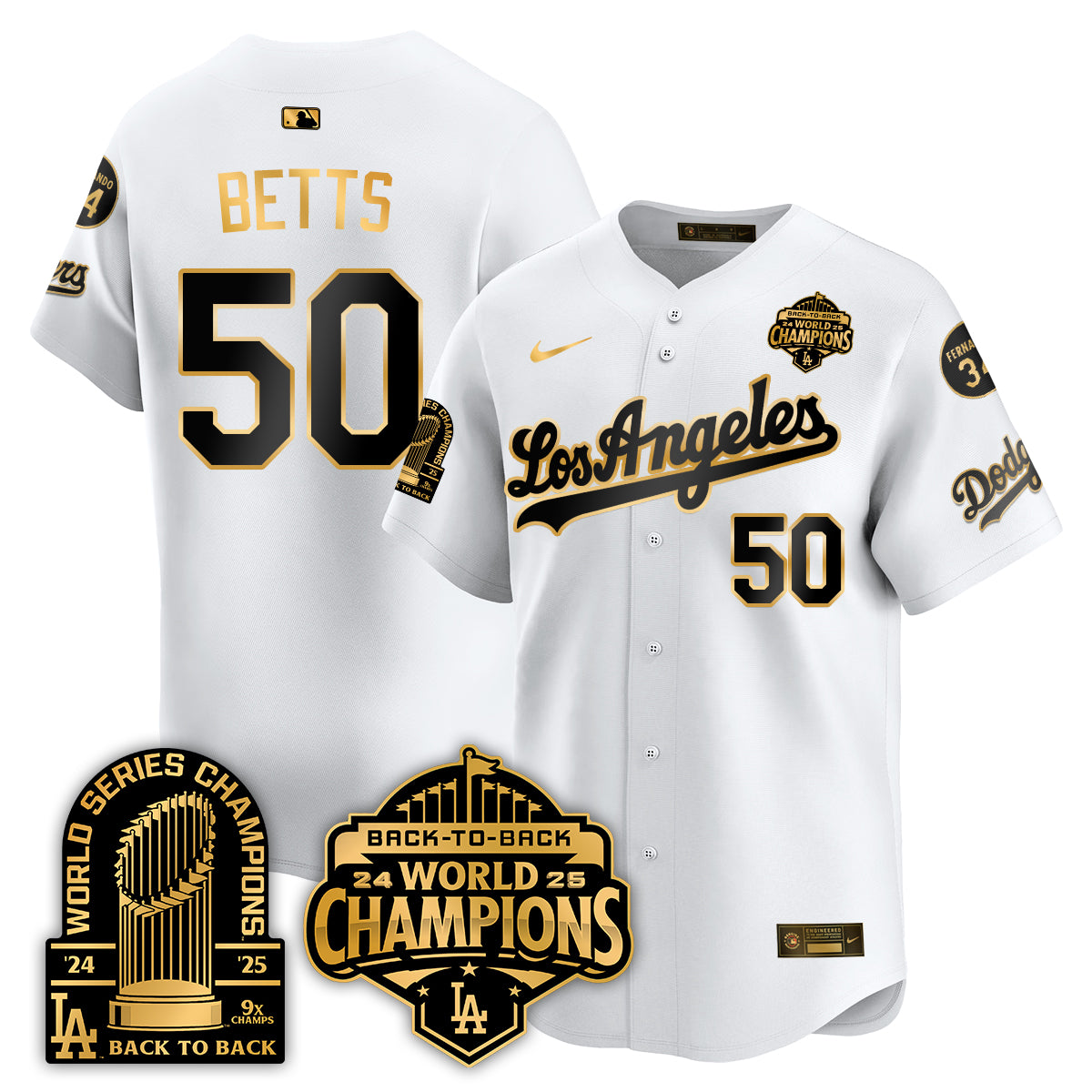 LAD Alternate Gold Vapor Limited Jersey - 9x Champs - All Stitched