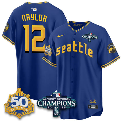 SEA Limited City Connect Jersey - 50th Anniversary & AL West Division Champions Patch - All Stitched