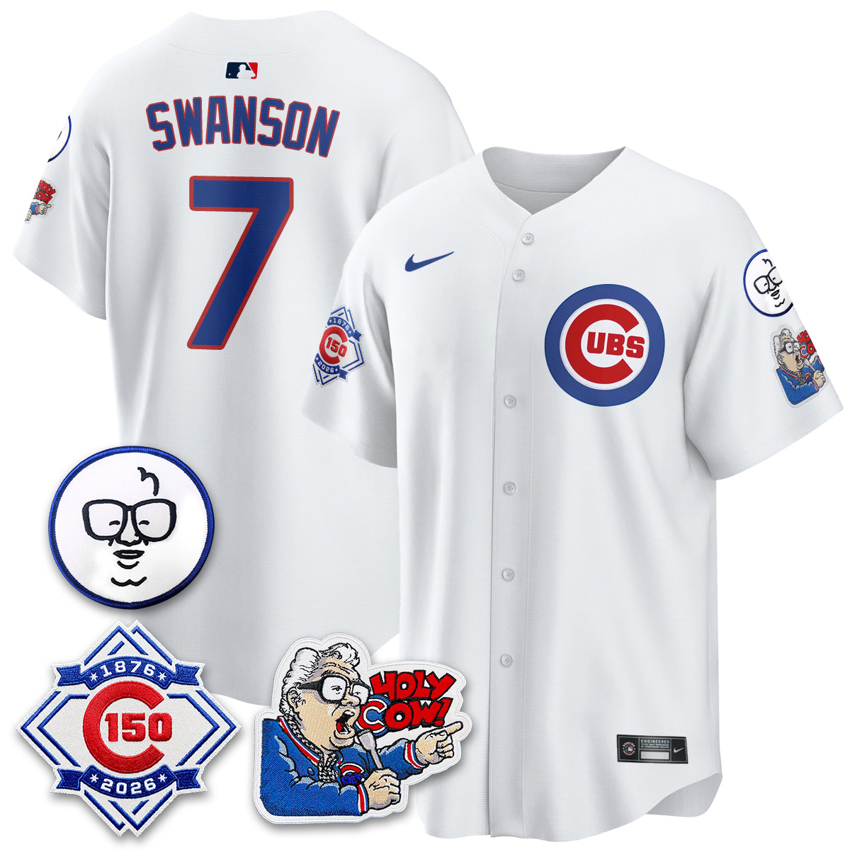 CHC 150th Anniversary Harry Caray Holy Cow Vapor Premier Limited Blue Jersey - All Stitched V2