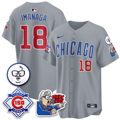 CHC 150th Anniversary Harry Caray Holy Cow Vapor Premier Limited Blue Jersey - All Stitched V2
