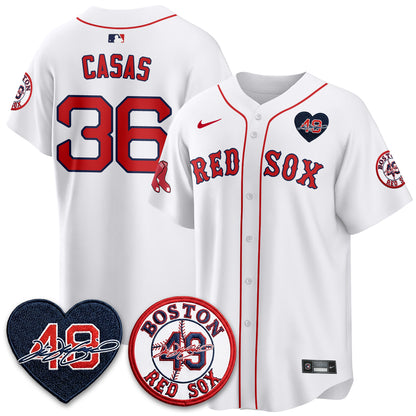 BOS Tim Wakefield Memorial Patch Vaper Premier Limited White Jersey - All Stitched