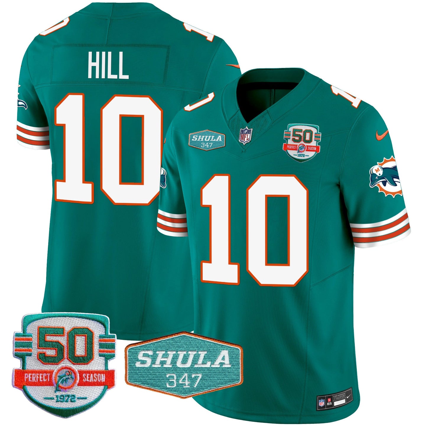 Men's Dolphins Throwback Shula 347 Patch Vapor Jersey - All Stitched