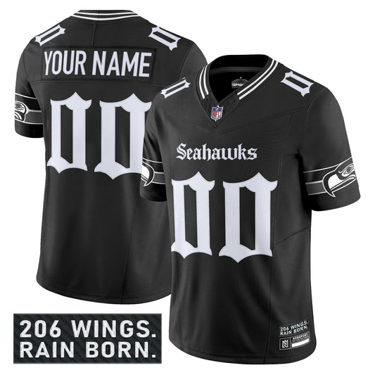 Seattle Seahawks 'Gothic Rain City Shadows Edition' Vapor Limited Custom Jersey - All Stitched