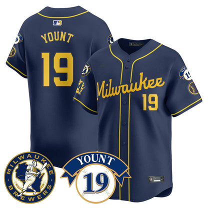 Men's Milwaukee Brewers 2025 Limited Jersey - Robin Yount Patch - All Stitched