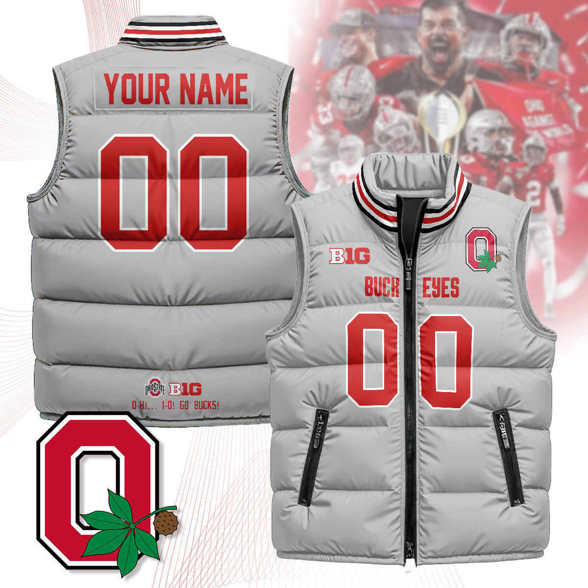 Custom Buckeyes Unisex Puffer Vest