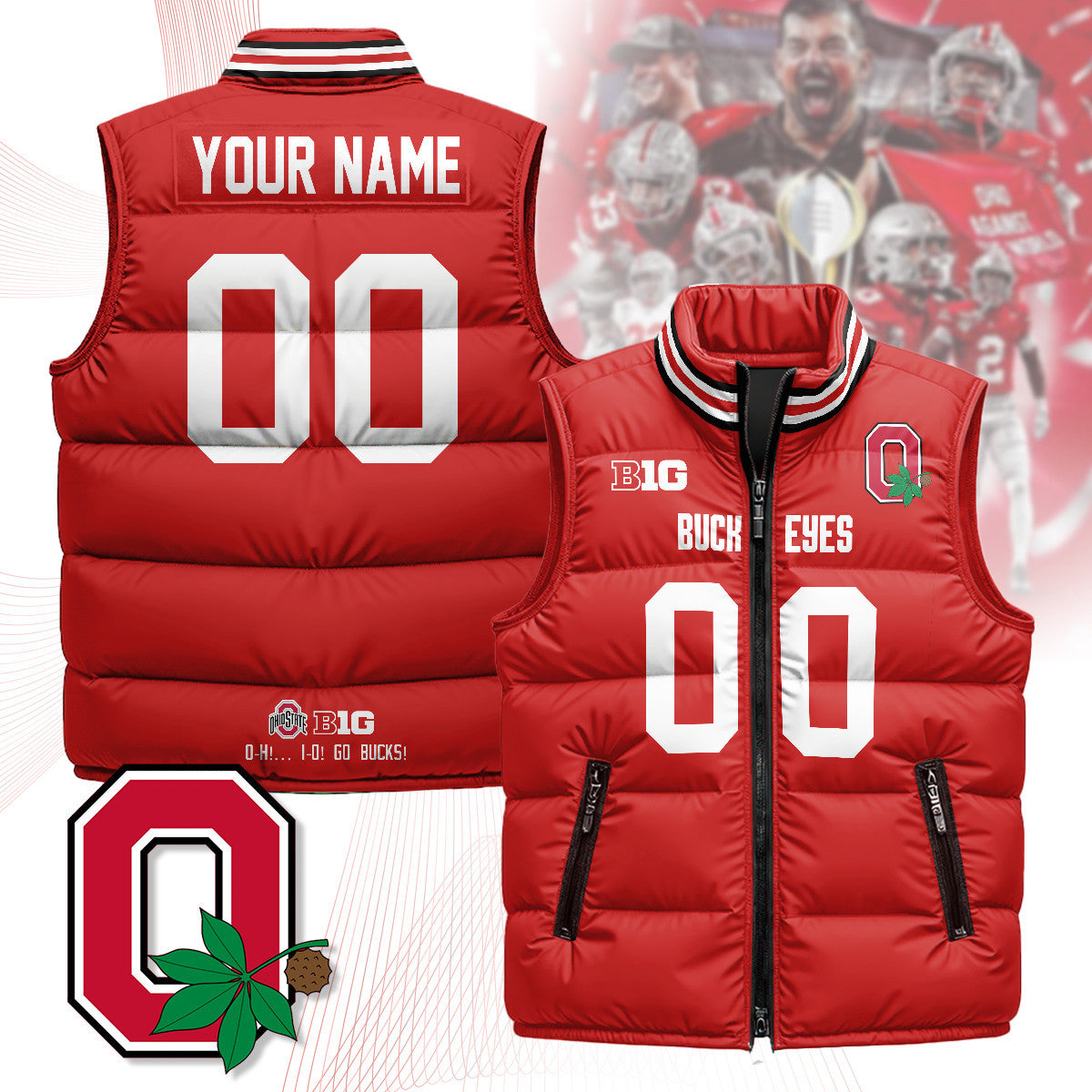 Custom Buckeyes Unisex Puffer Vest