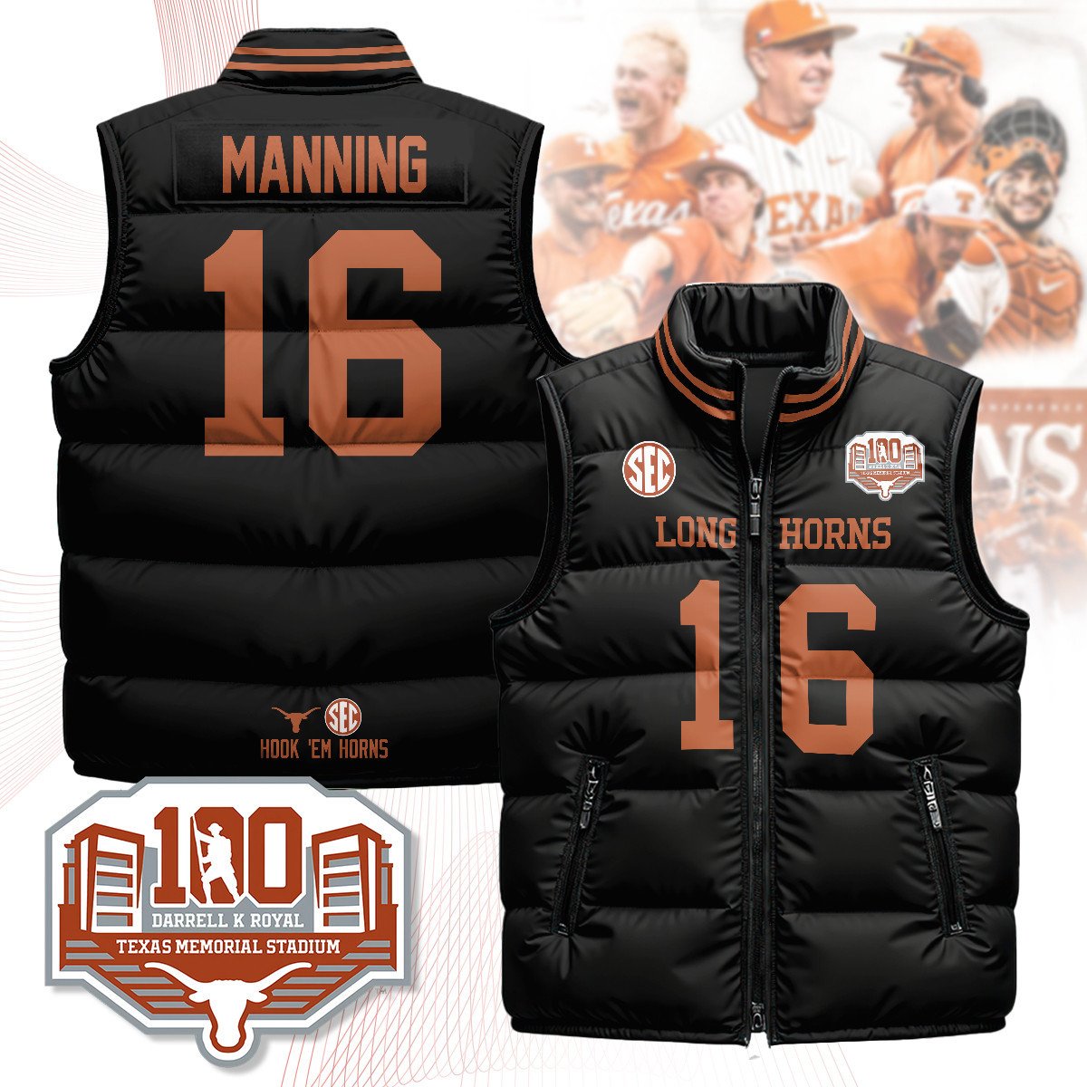 Texas Longhorns Unisex Puffer Vest