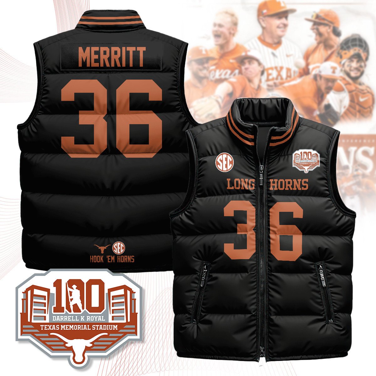 Texas Longhorns Unisex Puffer Vest
