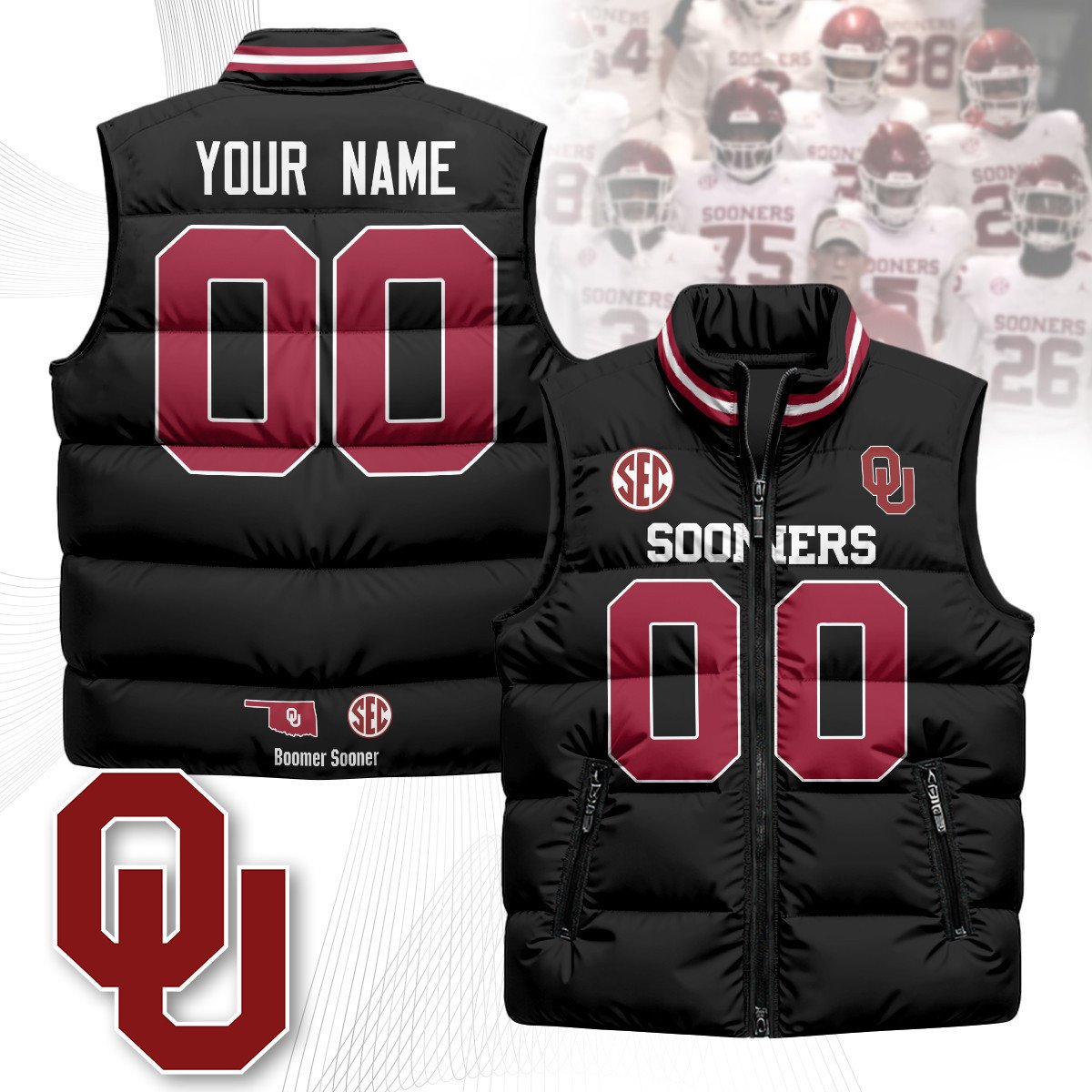 Oklahoma Sooners Unisex Puffer Vest